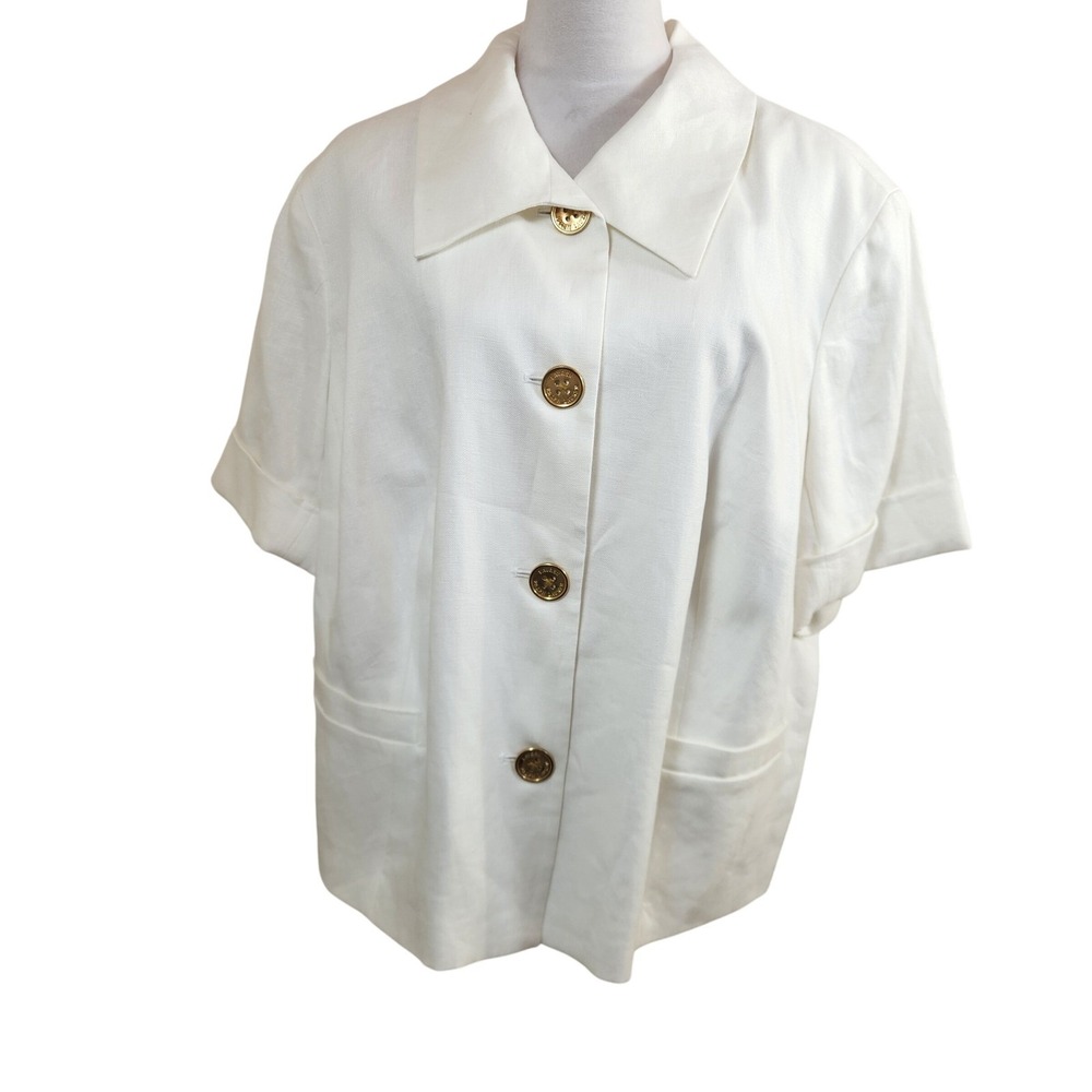 NEW Lauren Ralph Lauren White 100% Linen Blazer Jacket Womens 22W The Cliffs NWT